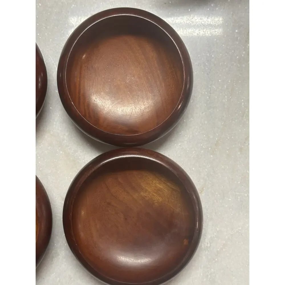 Vintage Wooden Serving Bowls Set Of 6 Mid-century Modern Rustic Cottage